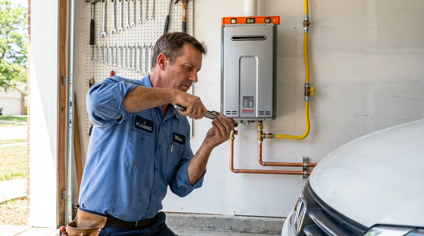 Tankless water heater installation by a Johns Plumbing LLC plumber in Ashley